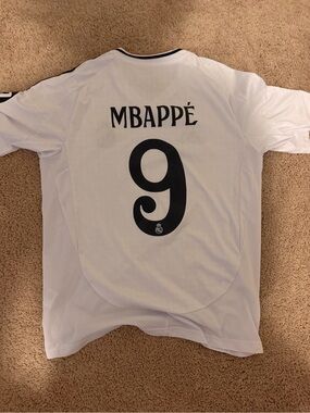 adidas White Men’s Football Jersey with Black Number 9